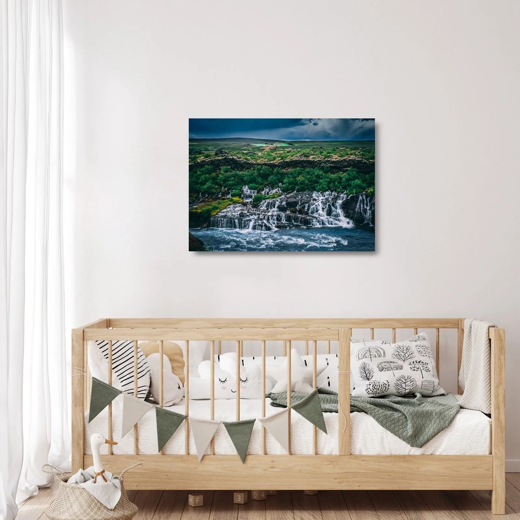 Obraz na szkle - wodospady w przyrodzie (70x50 cm)