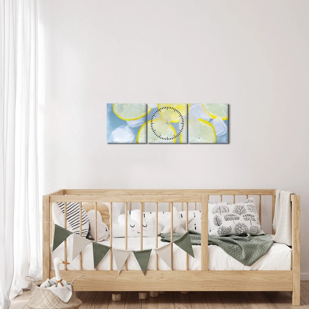 Obraz cytryn w lodzie (z zegarem) (90x30 cm)
