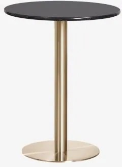 Okrągły Barowy Stół Z Naturalnego Kamienia Xiren Ø60 Cm & Marmur Nero Marquina & Szczotkowane Złoto - Sklum