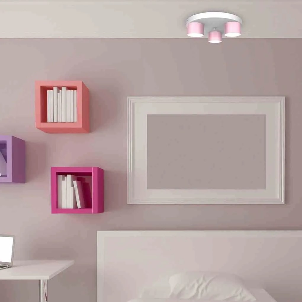 Lampa sufitowa DIXIE Pink/White 3xGX53, potrójna, na kole, różowa