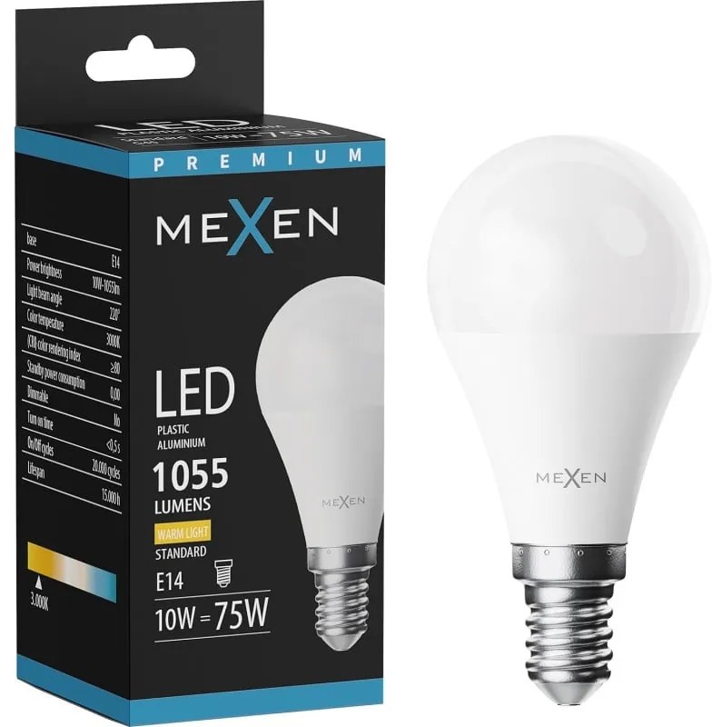 Mexen Nova żarówka LED E14, G45, 10W, Ciepła - 3000K, 1055 lm - L101-E14-1030-01