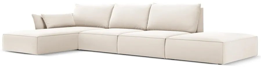 Beżowy aksamitny narożnik (lewostronny/z szezlongiem) Vanda – Mazzini Sofas