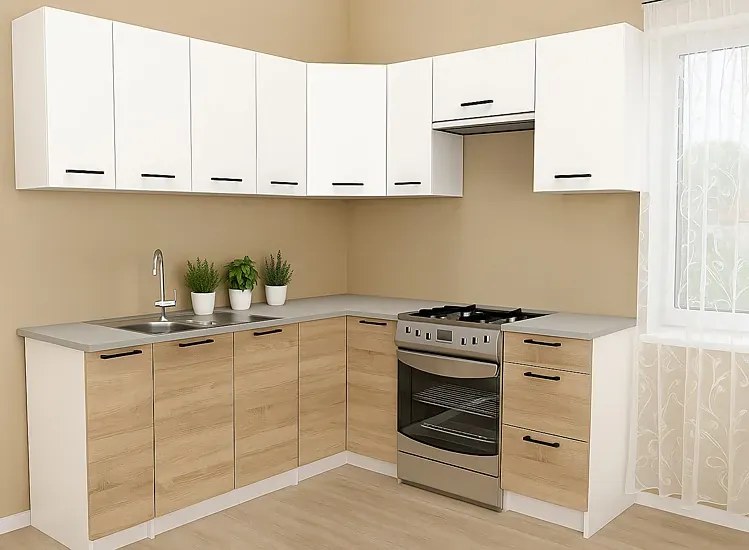 Zestaw mebli kuchennych narożny dąb sonoma  L8-L34