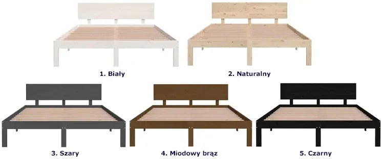 Podwójne czarne łóżko drewniane 140x200 - Iringa 5X