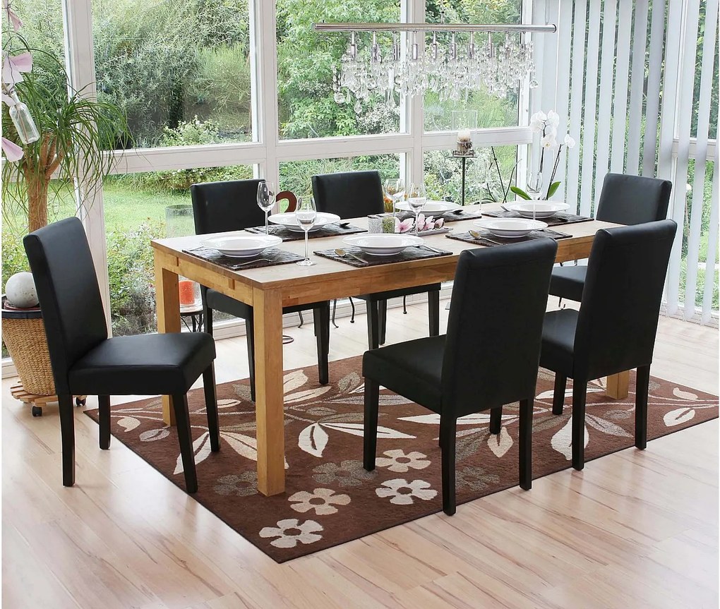 Zestaw 6 krzeseł do jadalni Littau ze sztucznej skóry,  imitacja skóry, czarny mat, ciemne nogi