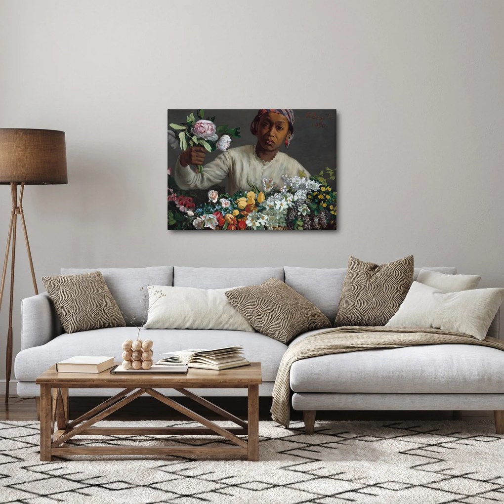 Obraz - Frédéric Bazille, Young Woman with Peonies, reprodukcje (70x50 cm)