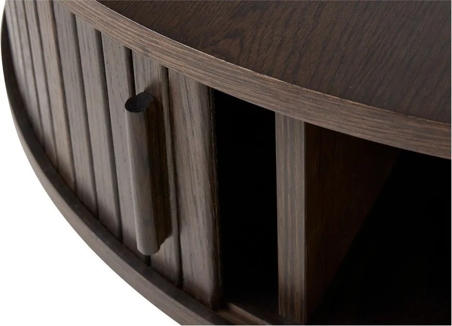 Okrągły stolik w dekorze dębu w ciemnym naturalnym kolorze ø 85 cm Meta – Unique Furniture