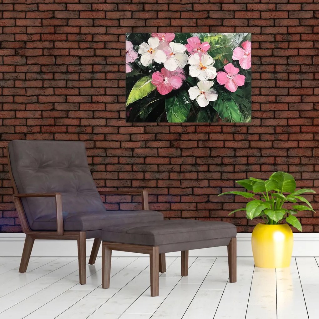 Obraz - Różowe i białe kwiaty (70x50 cm)
