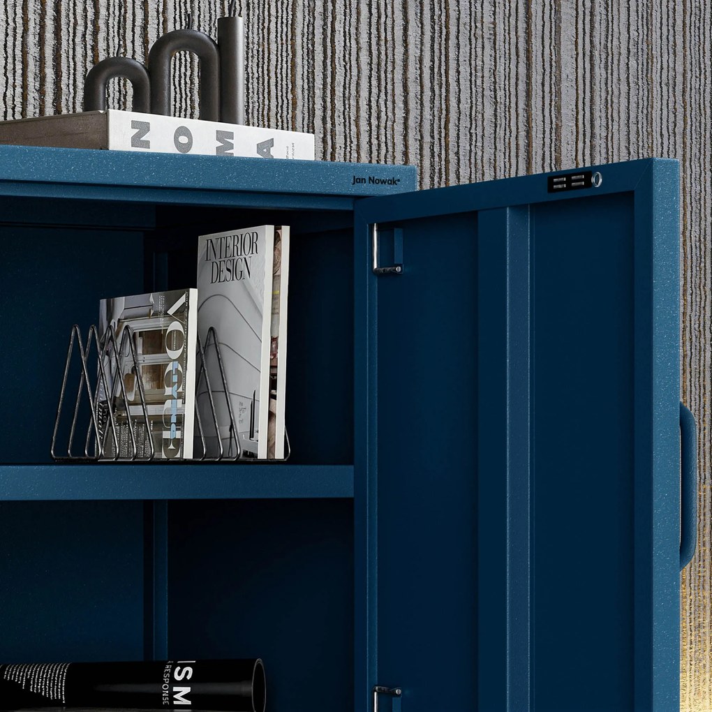 Szafka nocna metalowa granatowa Modern MIA, 424 x 595 x 400 mm