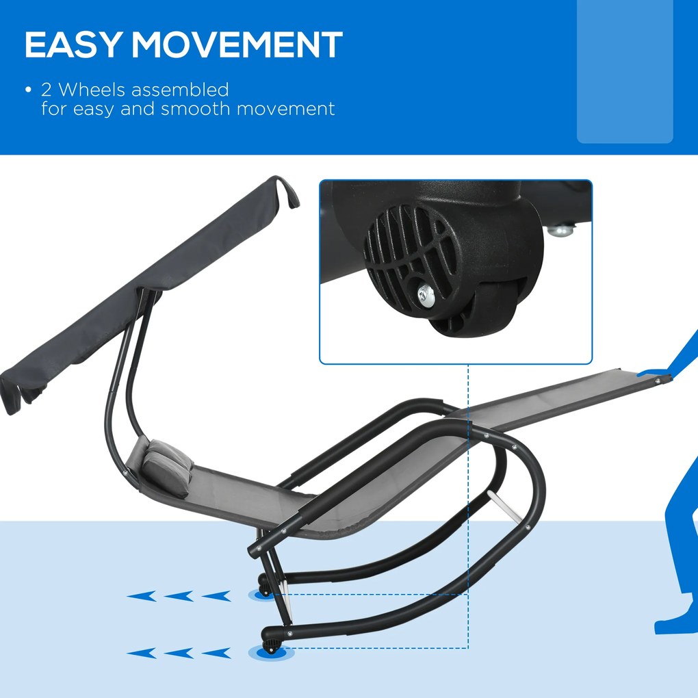 Outsunny Podwójna Leżanka dla 2 Osób z Baldachimem i Poduszkami, 200 cm x 139 cm x 140 cm, Ciemnoszary | Aosom PL