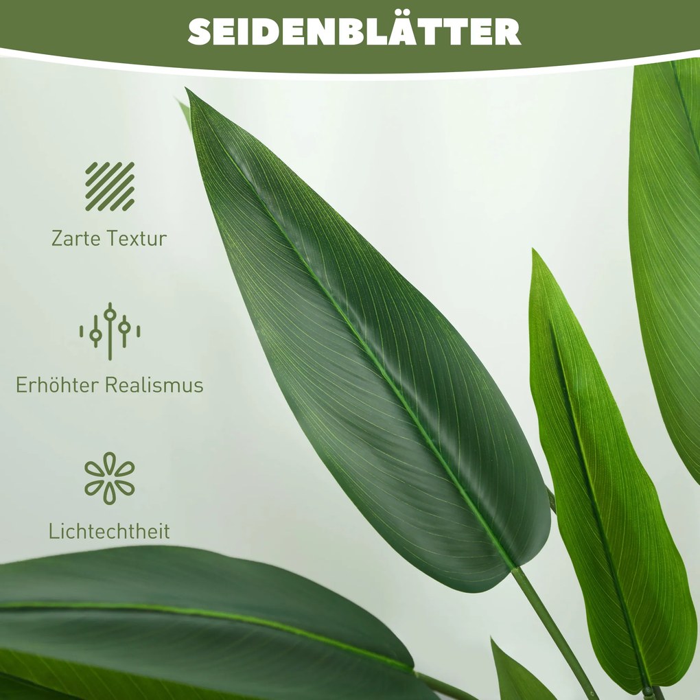 HOMCOM Sztuczna Roślina w Cementowej Doniczce, 18 Listków, Plastik, Zielony