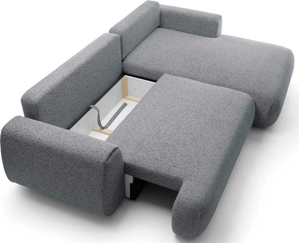 Popielata kanapa narożna rozkładana z pojemnikiem F4-L82