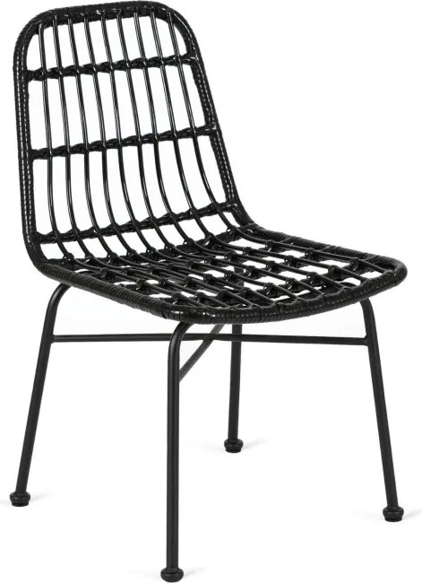 Krzesło Ogrodowe Rattanowe WALDI Czarne Boho