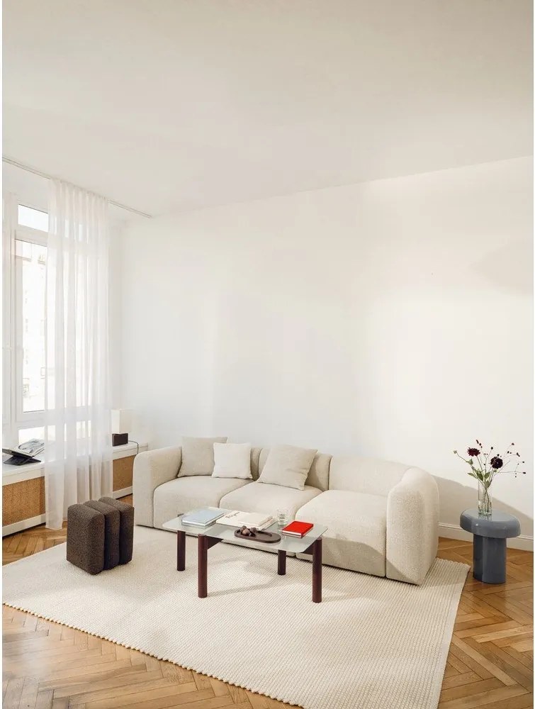 Bordowy stolik ze szklanym blatem 55x105 cm Kob – noo.ma