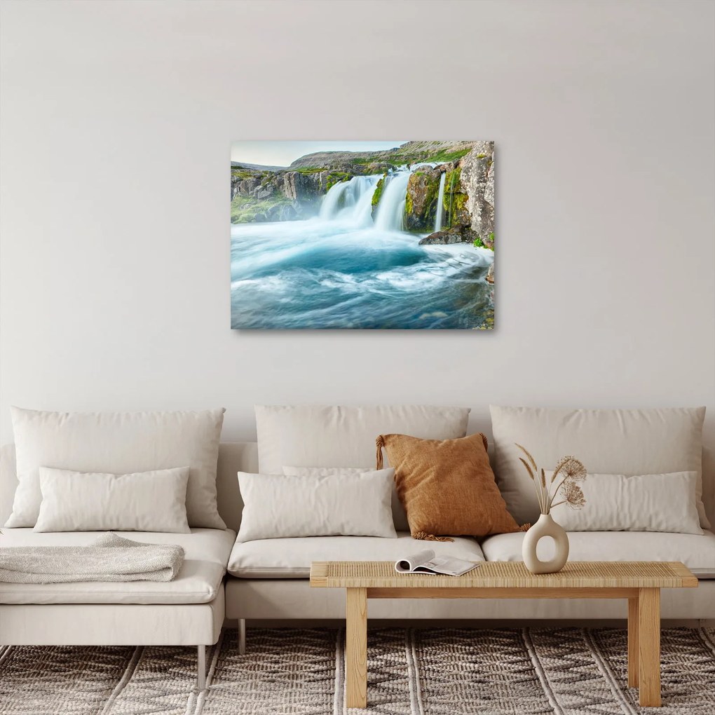 Obraz - Skały z wodospadami (70x50 cm)