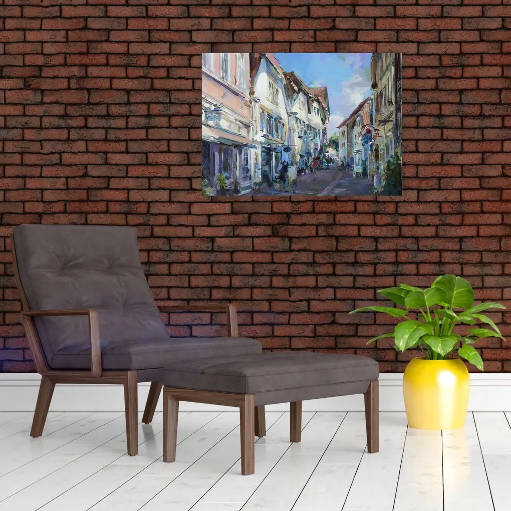 Obraz - Aleja starego miasta, malarstwo akrylowe (70x50 cm)