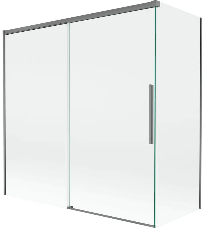 Mexen Rox parawan nawannowy 2-skrzydłowy rozsuwany 160 + 75 x 150 cm, transparent, gun metal - 8C9-160-075-95-00