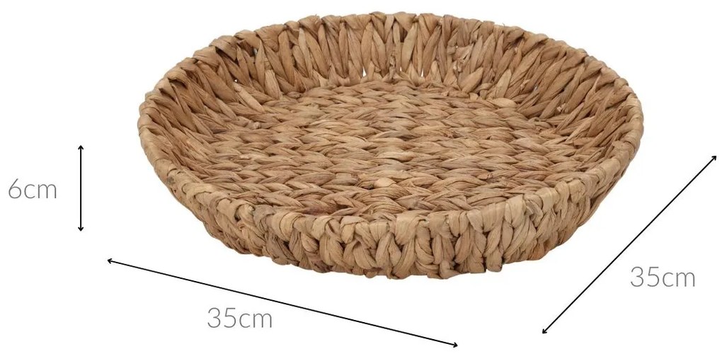 Kosz okrągły pleciony z hiacyntu wodnego BRAID, Ø 35 cm