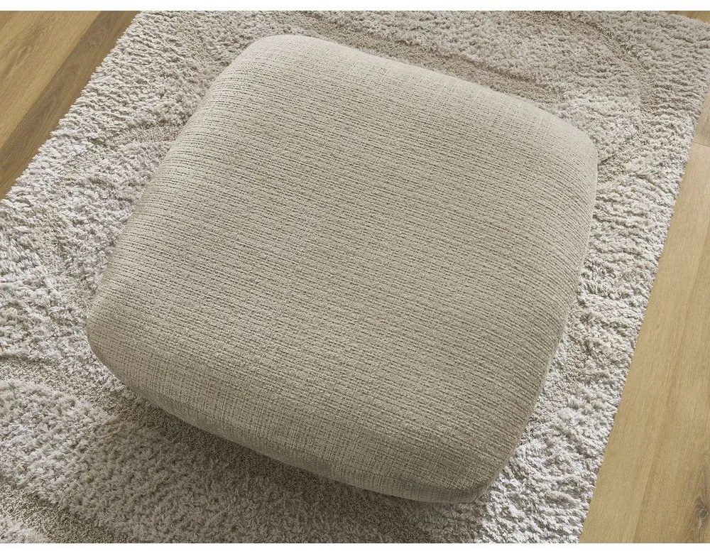 Beżowy podnóżek z tkaniny szenilowej Leonore – Bobochic Paris