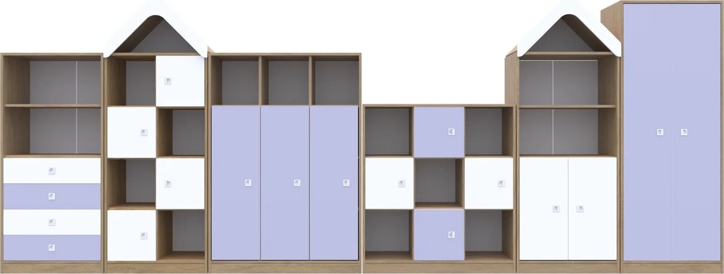 Komplet mebli przedszkolnych Blox Colours 2, fronty pastelowe fioletowe