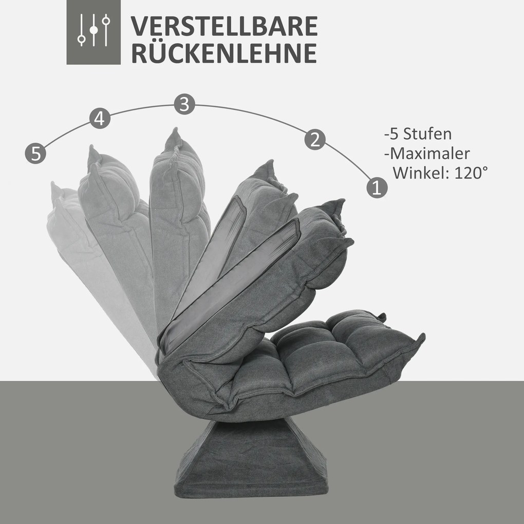 HOMCOM Fotel podłogowy z regulowanym oparciem do salonu, biura