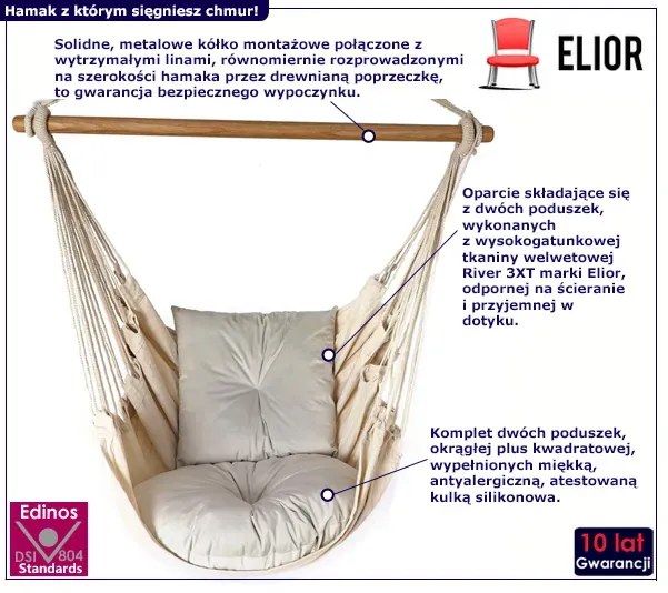 Szara huśtawka na balkon, taras - Wetar