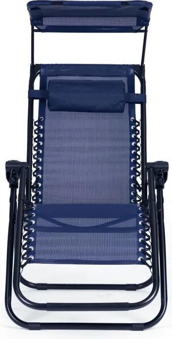Składany leżak ogrodowy z regulowanym daszkiem Corfu 009, niebieski