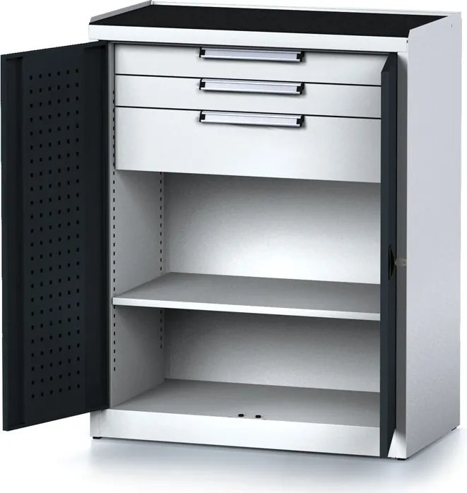 Szafa warsztatowa MECHANIC, 1170 x 920 x 500 mm, 2 półki, 2 szuflady, grafitowe drzwi