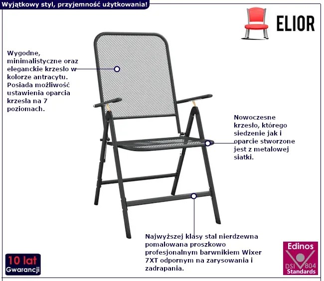 Metalowy zestaw dwóch krzeseł do ogrodu W1-W95