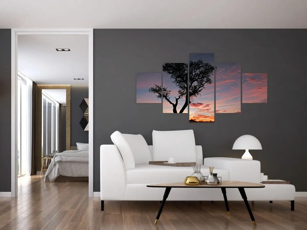 Obraz - Drzewo i czerwonawe odcienie (125x70 cm)