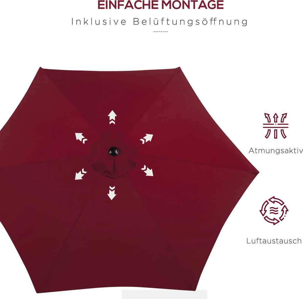 Outsunny Parasol Przegubowy Ogrodowy z Korbką Ręczną Czarny Ø2,7x2,35m | Aosom PL