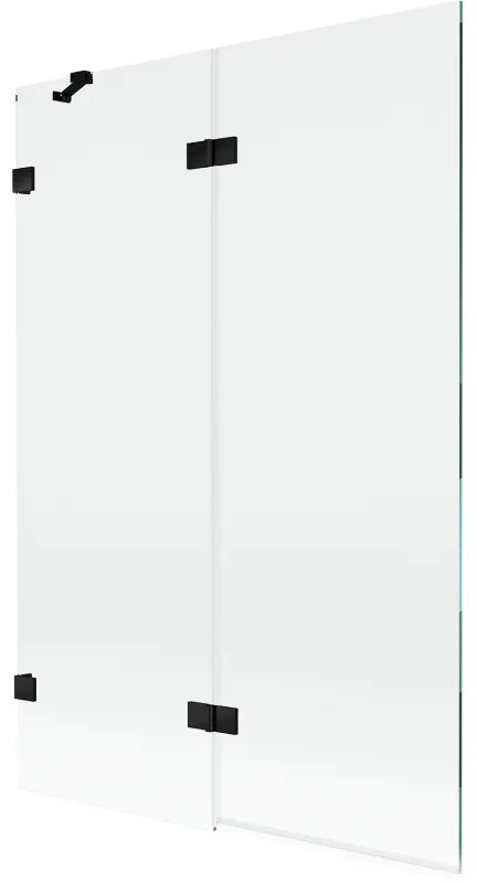 Mexen Lunar parawan nawannowy 2-skrzydłowy lewy 120 x 150 cm, transparent, czarny - 897-120-100-70-00-L