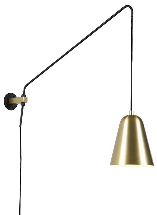 Lampa ścienna w stylu Retro złota/mosiądz z kloszem - Demi Retro Oswietlenie wewnetrzne