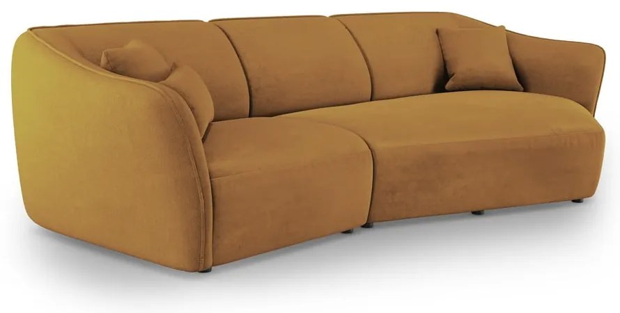 Musztardowy narożnik z materiału bouclé Tokyo – Cosmopolitan Design