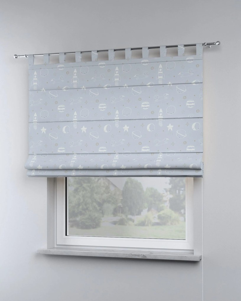 Roleta rzymska Verona kolor niebieski tkanina wzorzysta