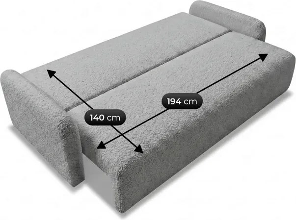 Sofa DUO Rozkładana Dwuosobowa Ciemnoszara Boucle Japandi