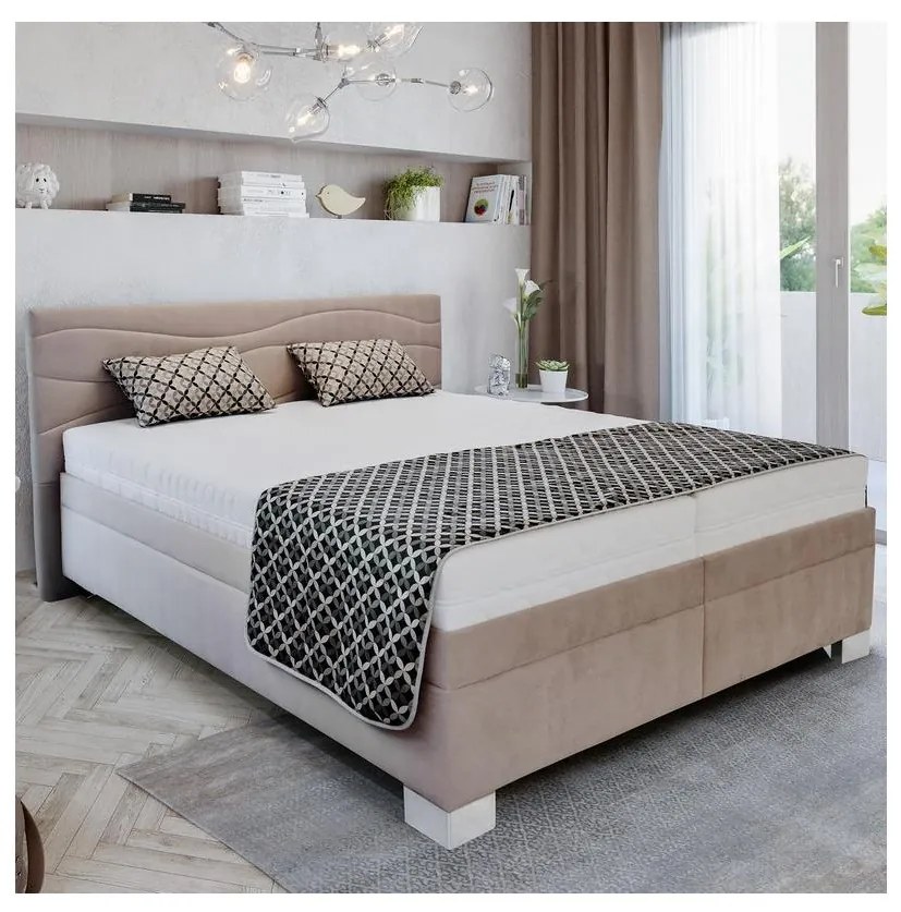Tapicerowane łóżko z materacem WINDSOR 180x200 cm w kolorze beżowym