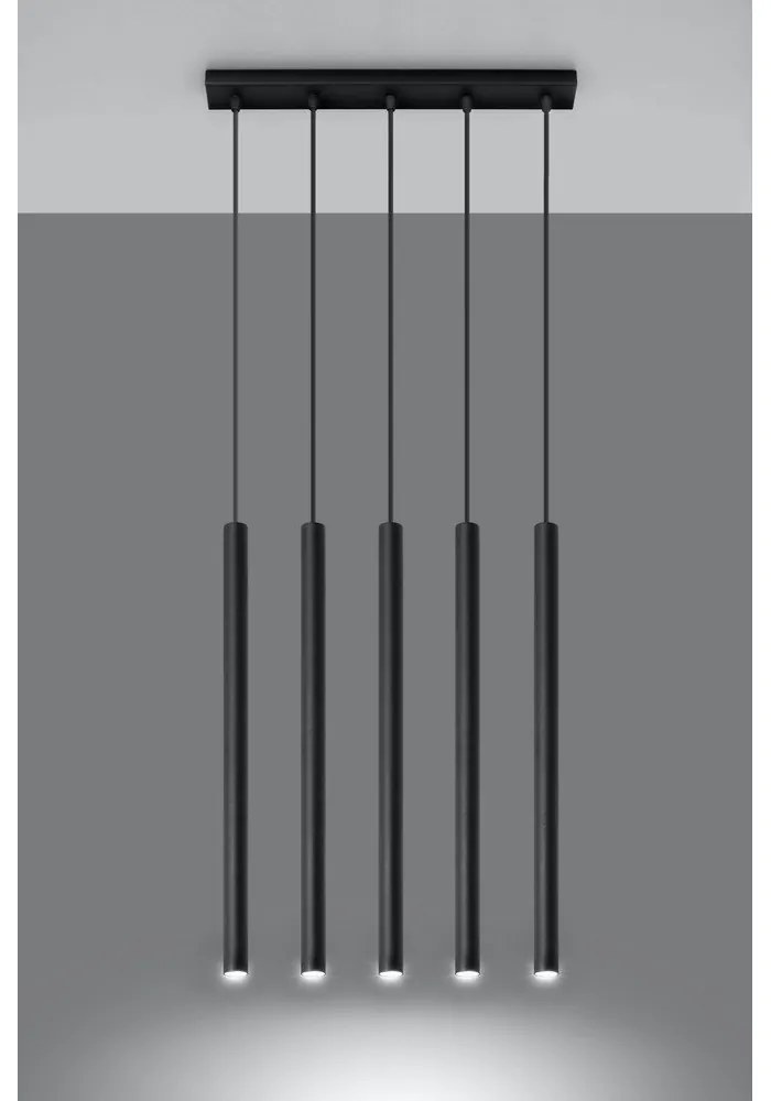 Czarna lampa wisząca Sollux Fideus, dł. 45 cm