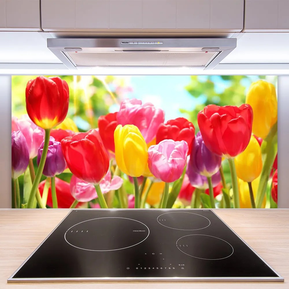 Panel Szklany Klasyczne Czerwone Tulipany