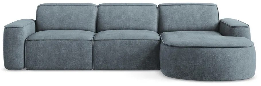 Szaroniebieski narożnik z tkaniny szenilowej (prawostronny/z szezlongiem) Omao – Makamii