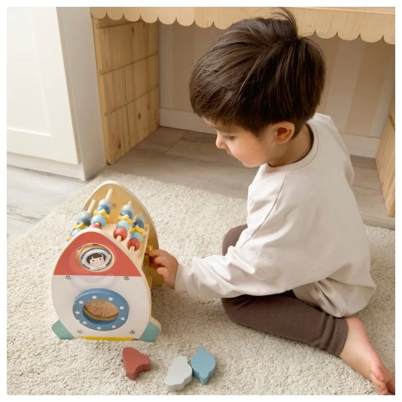 Tooky toy kosmiczna rakieta aktywności sorter labirynt drewniany