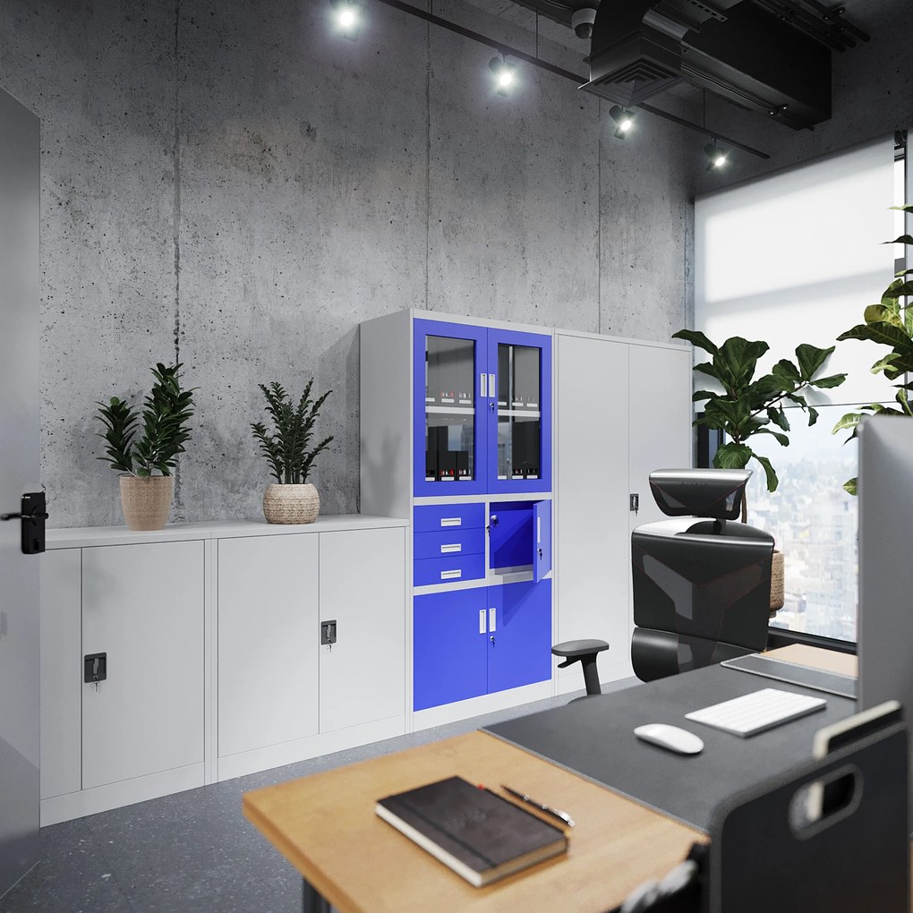 Szafka na segregatory zamykana BEATA, 900 x 930 x 400 mm, szara