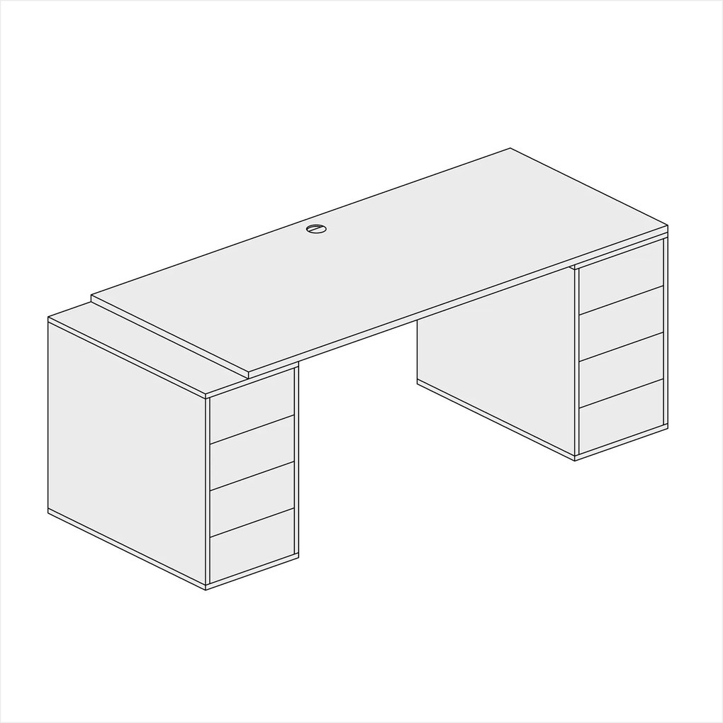 Biurko z przestrzenią do przechowywania BLOCK B03, 180x80 cm, dąb naturalny/grafit