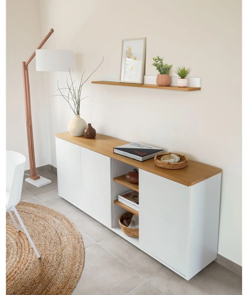 Biała komoda w dekorze dębu 180x75x36 cm Abilen – Kave Home