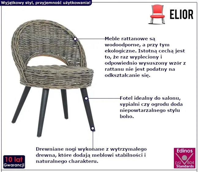 Fotel z naturalnego rattanu Dalton