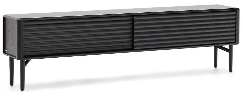 Czarna szafka pod TV w dekorze dębu 200x57x35 cm Lenon – Kave Home