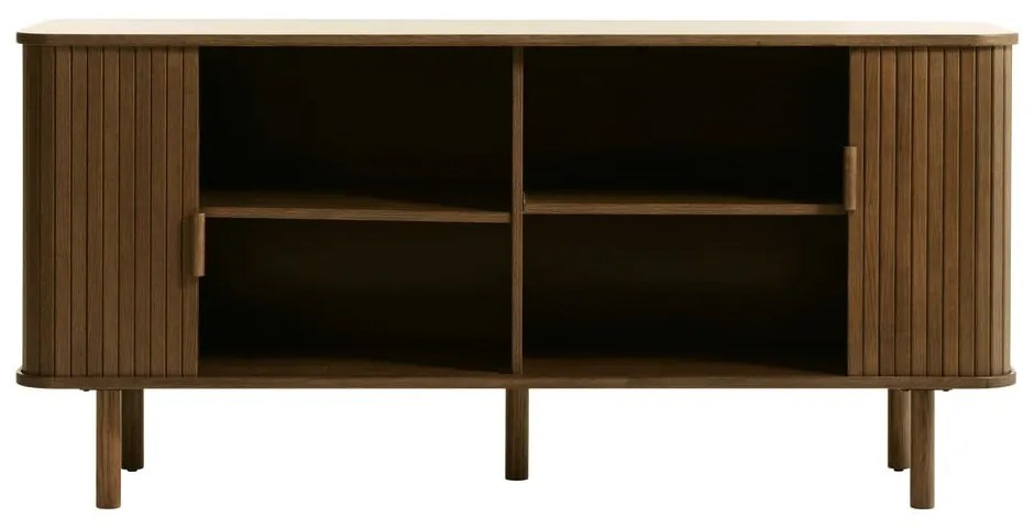 Brązowa niska komoda w dekorze dębu z drzwiami przesuwnymi 76x160 cm Cavo – Unique Furniture