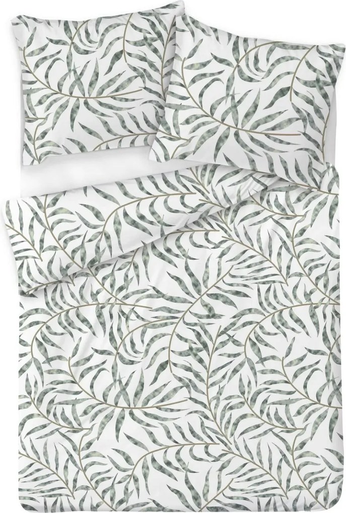 Matex Pościel satynowa Liście tropikalne, 140 x 200 cm, 70 x 90 cm