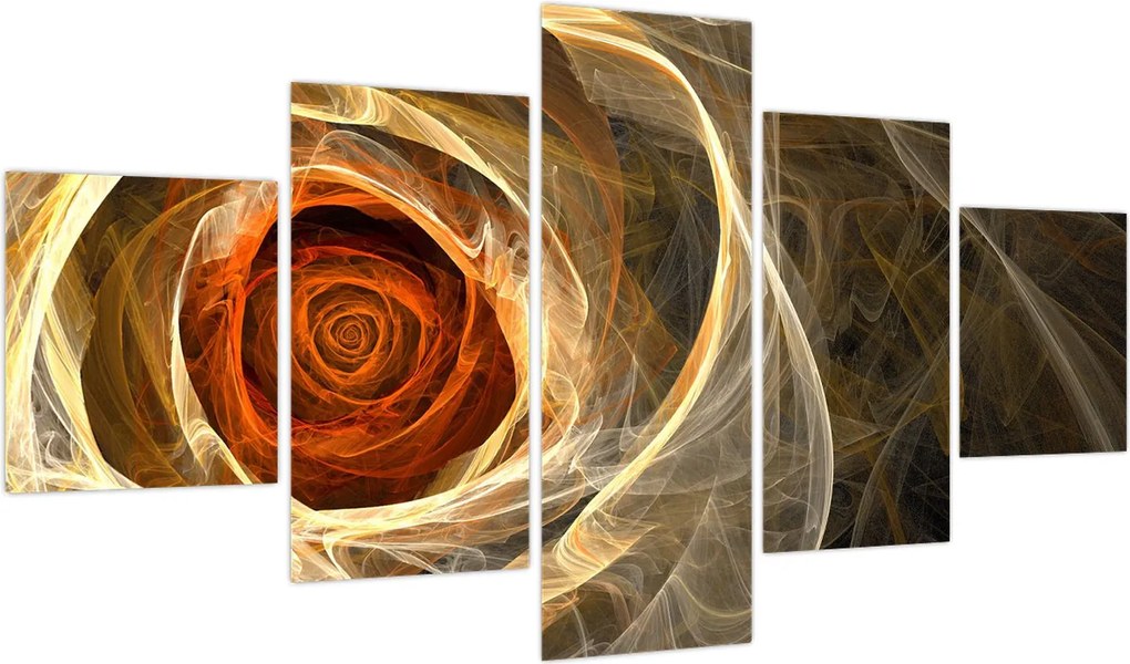 Obraz - Abstrakcyjne róże w ognistych kolorach (125x70 cm)