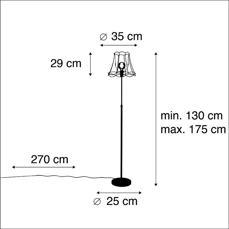 Lampa stojąca czarna z ramą Granny 35 cm regulowana - Parte klasyczny/Antyczny Oswietlenie wewnetrzne